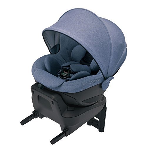 エールベベ 『日本製・安心トリプル保証付』回転型チャイルドシート クルット4i プレミアム 【ISOFIX取付】 新生児から4歳用 (360度 サイレントターン/ふわふわヘッドクッション/ワイドサンシェード/洗濯機で洗えるカバー) ナチュラルブルー BF867,エールべべ・クルット4iプレミアム,