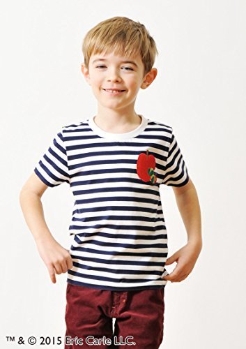 (グラニフ)graniph コラボレーションボーダーキッズＴ / レッドアップルエンブロイダリー ( エリックカール ) ( ネイビー ),はらぺこあおむし,グッズ,