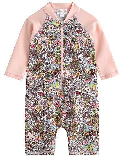 [Vaenait Baby] 0-24ヶ月紫外線カット ラッシュガードベービー子供女の子長袖ワンピース水着 Baby Floral S,潮干狩り,おすすめ,道具