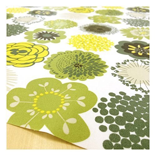ラミネート生地 布 つや消し 北欧風 ドロップフラワー（グリーン） テーブルクロスに人気です【1ｍ単位】,おしりふき,ポーチ,