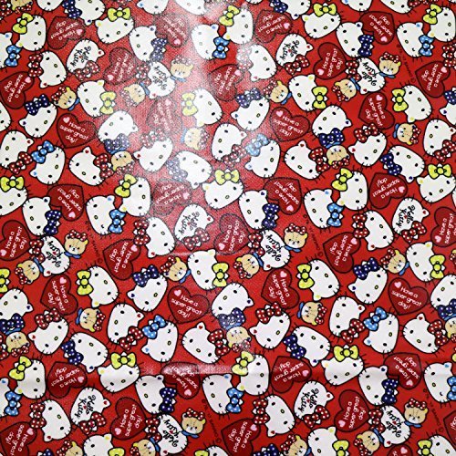KIYOHARA サンリオ キティ フェイス 生地 ラミネート 約107cm幅X50cmカット col.RLA50 赤 658823 手芸・ハンドメイド用品,おしりふき,ポーチ,