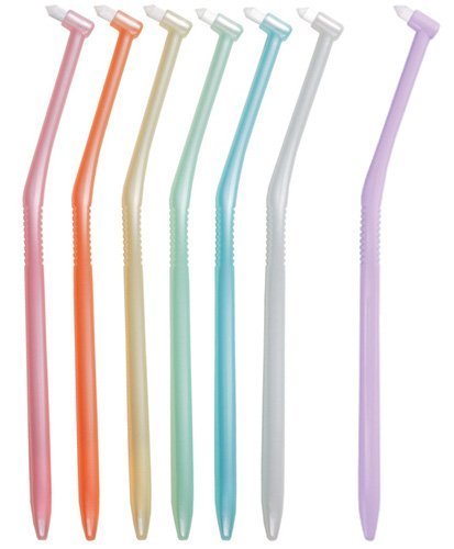 【Amazon.co.jp限定】 Lapis 歯科用 LA-001A7　【Lapis ワンタフトブラシ】ふつう （7本セット） 新色を１本プラス！ ◆ グッドデザイン賞受賞商品 ◆ キャップ付き（1個）　ドルツ　【日本製】,仕上げ磨き,歯ブラシ,