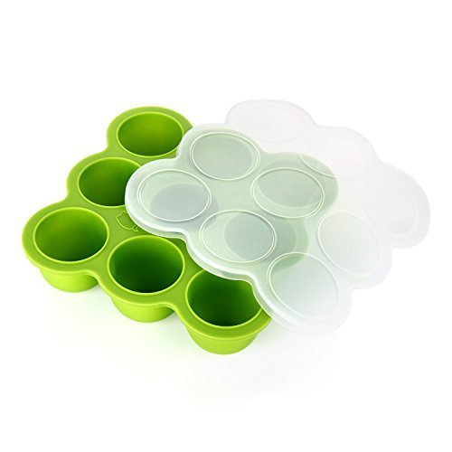 ベビーフードコンテナ, GVDV 離乳食保存容器 シリコントレー フリージング 製氷皿 フタ付き 冷凍 小分け FDA認証 ３段９個 (グリーン),離乳食,梨,
