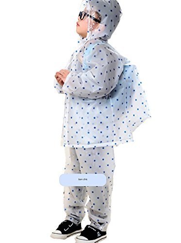アールソウ rr*sou カッパ　雨具 子供 ランドセル 対応 自転車 上下 男の子 女の子 (L(145~160), 青（星）),幼児,レインコート,
