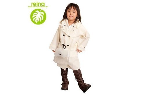 『Reina』 トレンチコートタイプ キッズ 防水レインコート☆アイボリー,幼児,レインコート,