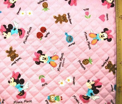 ＜Ｑキャラクター・キルティング生地＞ミニーマウス（ピンク）７ディズニー,手作り,リュック,