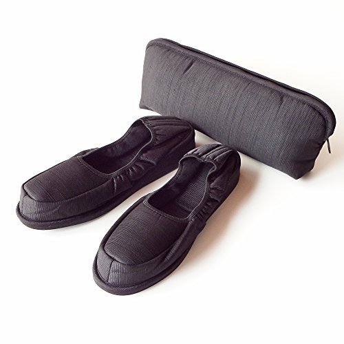 ヒール付き携帯スリッパ　グログラン（ポーチ付） (Ｌ, ブラック),入園式,スリッパ,