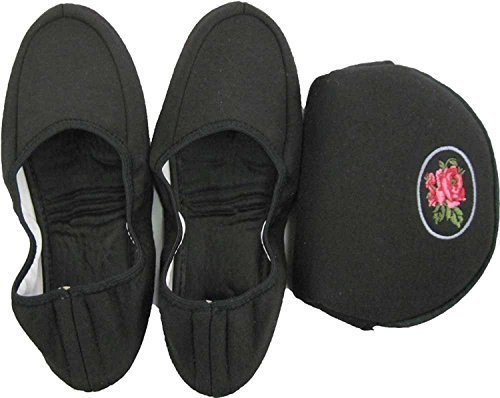 お受験携帯スリッパ 黒無地・薔薇刺繍入りポーチ,入園式,スリッパ,