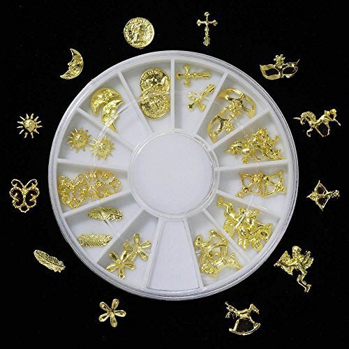 ミニチュアチャーム ラウンドケース入り ゴールド(12種類×2個)24個セット ver.2,手作り,ヘアゴム,