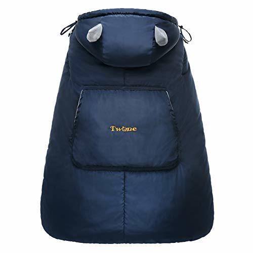 TWONE（トォネ）抱っこひもカバー 抱っこひもケープ べびキャリアカバー 防寒カバー あったか すべての抱っこ紐に対応可 エルゴ 風よけ ウィンターカバー お出かけ用 3ｗａｙケープ 収納袋付き 冬 人気 出産お祝い ネイビー,抱っこ紐,レインカバー,