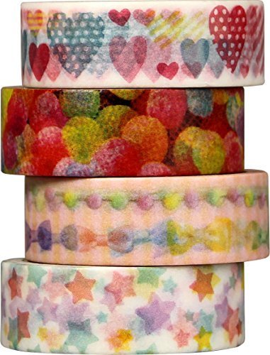 WRC マスキングテープ 幅15mm×7m 4巻セットW02-MK-T1016,手作り,カード,