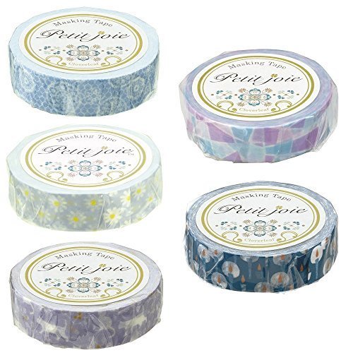 ニチバン プチジョア マスキングテープ 5柄入 15mm PJMT-15SAZ5P02 ブルーセレクション,手作り,カード,