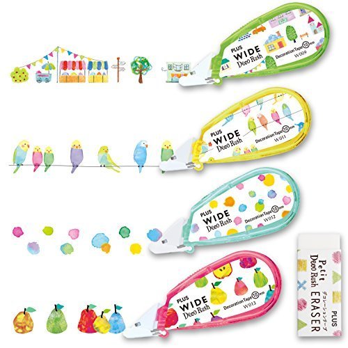 プラス ワイドデコラッシュ ミックスセット 4個入 専用消しゴム付き,手作り,カード,