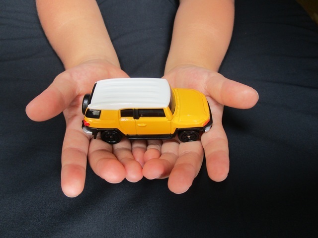 ミニカーを持つ子ども,ミニカー,おもちゃ,