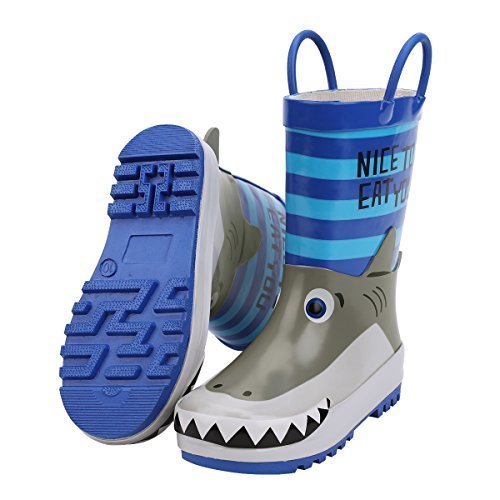 レインブーツ 男の子 [KushyShoo] ハンドル・収納袋付き 雨靴 長靴 男女兼用 キッズ 雨雪対策 アウトドア 通園・通学用 RBB002-13M,ベビー,レインブーツ,