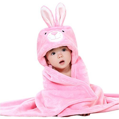 Yuelian(TM) 赤ちゃん 子供 フード付きバスタオル 優しい肌ざわり アニマル　フェイス　動物　ベビーバスタオル 男の子 女の子 タオル 出産祝い 贈り物 (2 兔柄),出産祝い,タオル,