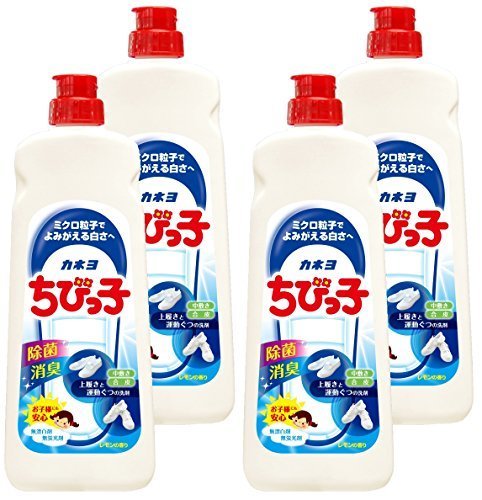 【まとめ買い】 カネヨ石鹸 上履き・スニーカー用洗剤 ちびっ子 液体 450g×4個,上履き,洗い方,