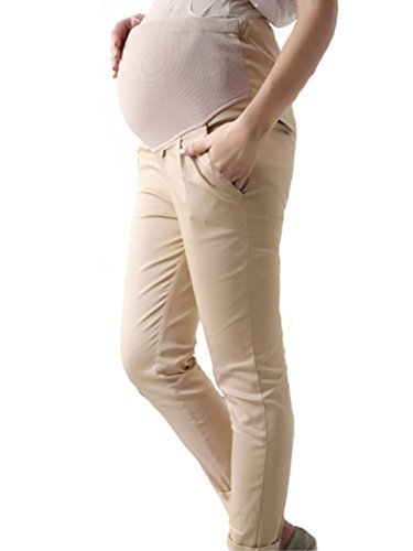 【MIKA&MAYA】 マタニティ チノパン レディース ストレッチ パンツ ボトムス 妊婦 ウェア (ベージュ L),マタニティボトムス,