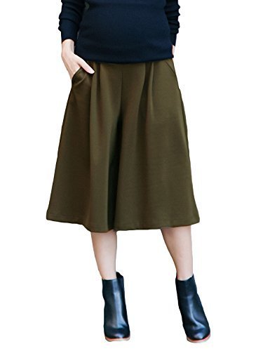 Angeliebe エンジェリーベ 産前 産後 対応 ポンチ ガウチョ パンツ M ～ L カーキ,マタニティボトムス,