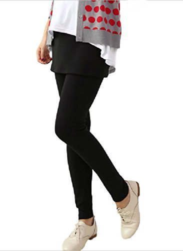 ミコプエラ(Micopuella)【選べる 3色】 マタニティ スカート 付き レギンス パンツ 春～秋 妊婦 さんに (ウエスト 調整機能) フットカバー セット スカッツ スパッツ ( ブラック L),マタニティボトムス,