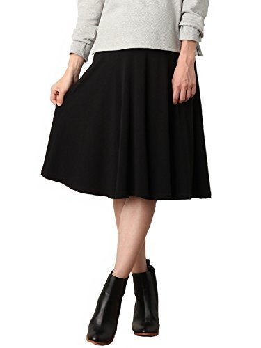 Angeliebe エンジェリーベ 産前 産後 対応 フィット フレア ミドル 丈 スカート M ～ L ブラック,マタニティボトムス,