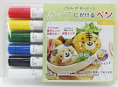 ラップに書けるペン　【　赤・木・緑・青・黒・白　6本入り　】,離乳食,ストック,