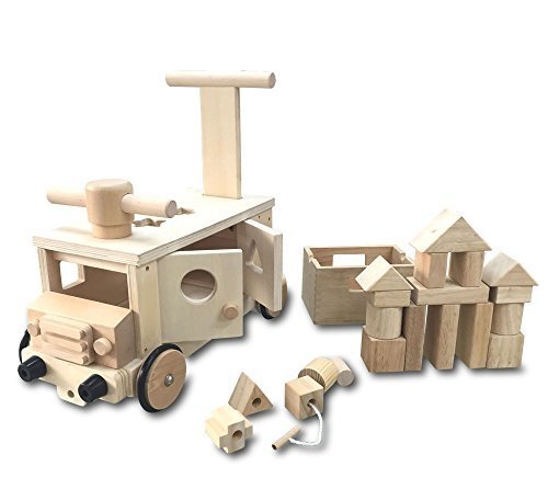 遊び方いろいろ　木製 つみきバス　乗用 玩具 カタカタ　押し車　パズル,おもちゃ,乗り物,