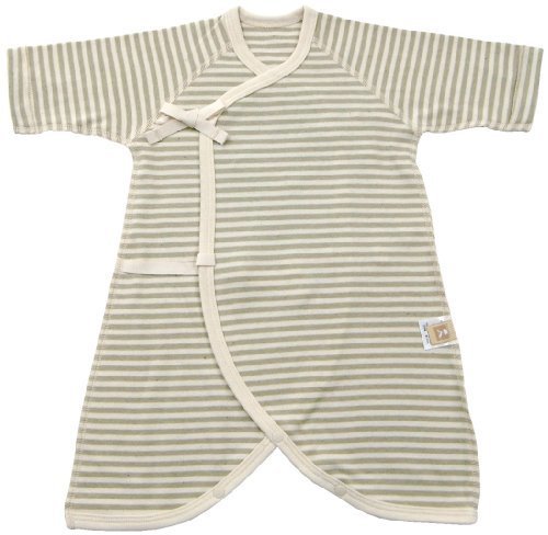 オーガニックコットン フライスボーダー コンビ肌着 50cm グリーン MIO11041 日本製,肌着,赤ちゃん,