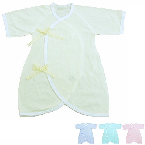 パステルキャンディーカラーのパイルコンビ肌着　50-60ｃｍ　綿100％　日本製 (クリーム),肌着,赤ちゃん,