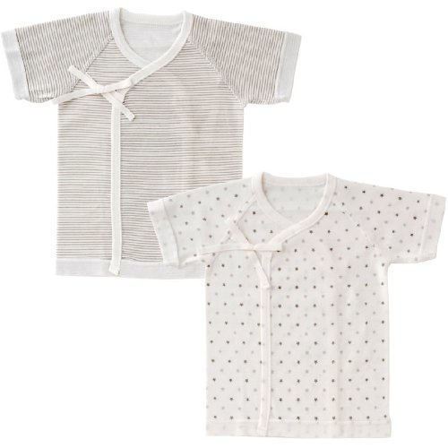 (チャックル) chuckle 星&ボーダー新生児短肌着2枚組 グレー 50-60cm P6732-00-00,肌着,赤ちゃん,