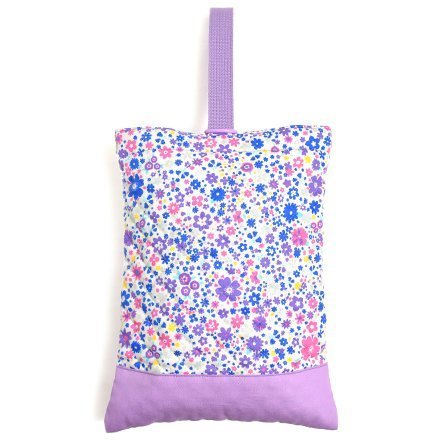 ハンドメイド感覚のKidsシューズケース(キルティング)　フラワー模様のエアリーシャワー（ラベンダー）　日本製　N3241400,上履き袋,