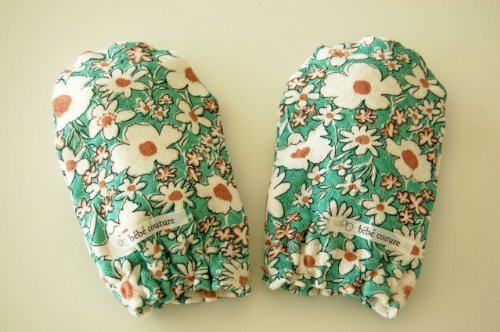 bebe couture(ベベクチュールベビー用品専門店)日本製ベビーミトンブルーフラワーコットン100％,赤ちゃん,ミトン,