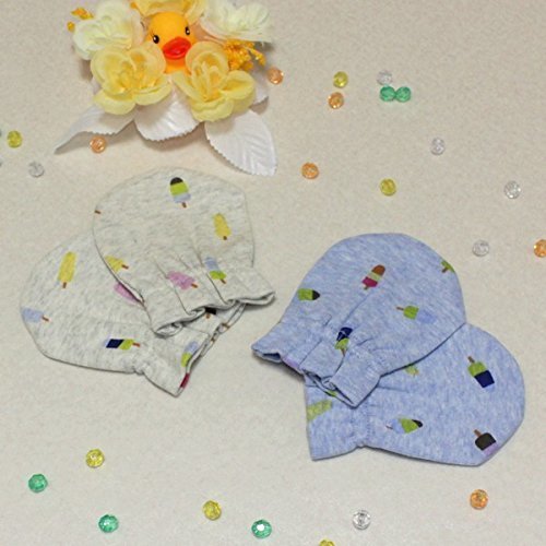 プチシュクレ(petitsucre) 新生児ミトン (アイスキャンディ柄) ブルー,赤ちゃん,ミトン,