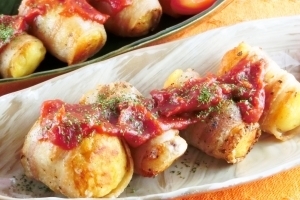 簡単！満腹♪肉巻きポテト丸,お弁当,じゃがいも,