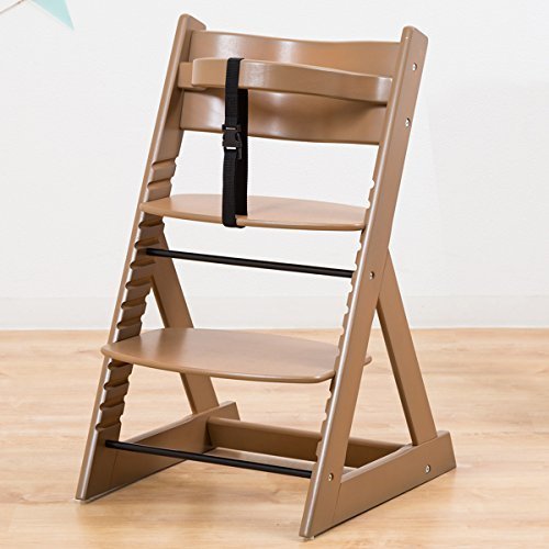 笑顔のダイニングベビーチェアー 木製椅子 安心強度の三角形ベース 【マジカルチェア】 ブラウン色,子ども,椅子,