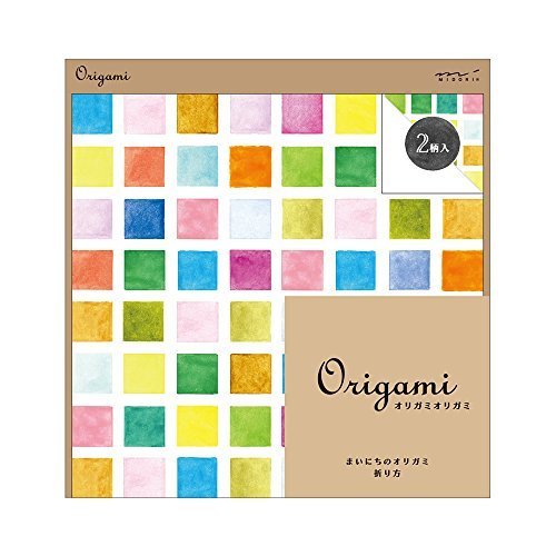ミドリ オリガミ<15角> 水彩 タイル柄 34434006,折り紙,リボン,