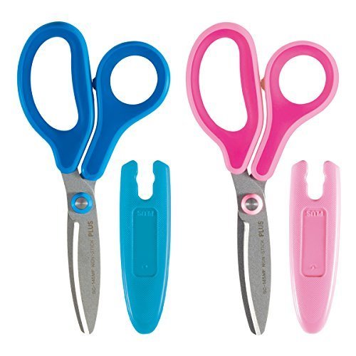 プラス はさみ フィットカットカーブ Jr フッ素コート 青&ピンクセット 34670+34671,折り紙,リボン,