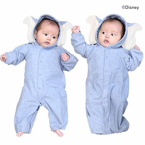 Sweet Mommy ベビー服 ディズニーデザイン ダンボ 耳付きフード カバーオール 男の子 女の子 裾2WAY ドレスタイプにも オーガニックコットンパイル100％ ブルー 50-70,ベビーウェア,男の子,