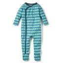 Tea Collection カバーオール アルパカ 長袖 総柄 ブルー ロンパース Mananda De Alpaca Wrap Romper ◆ 60 70 80 ボディスーツ 青 緑 海外 ベビー 赤ちゃん キッズ 子供 男の子 ティーコレクション 足付き 前開き 下着 新生児 子供服 おしゃれ ブランド,ベビーウェア,男の子,