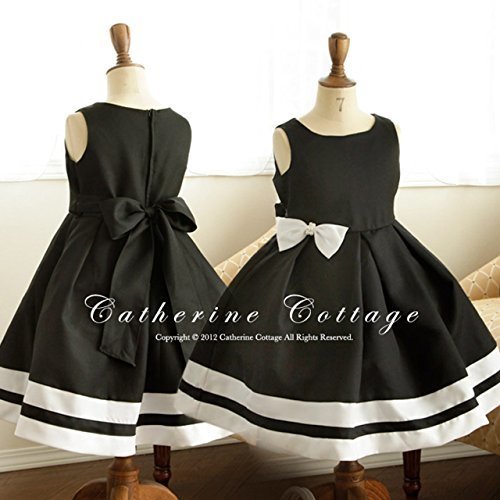 (キャサリンコテージ) Catherine Cottage子供服 フォーマル 結婚式 発表会 モノトーンパールリボンワンピース 140cm ブラック(黒),子ども,発表会,ドレス