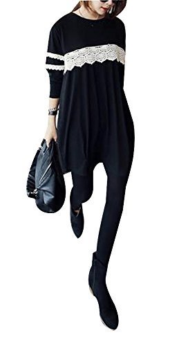 (マーシェル) Marshel マタニティ ワンピース チュニック 黒 産前 産後 妊婦服 ブラック L,授乳服,