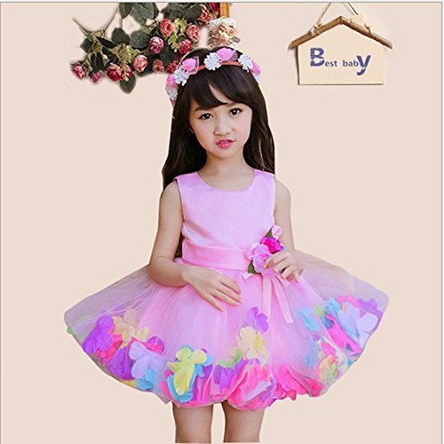 Forpend 子供ドレス FP-0033 パーティー ピアノ 女の子 フォーマルドレス 結婚式 入園式 発表会 演奏会 ワンピース キッズドレス120cm Pink,子供服,ドレス,