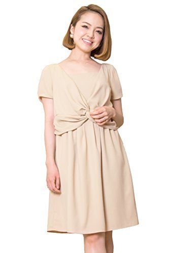 Sweet Mommy マタニティ 授乳服 ワンピース 授乳口付き ツイスト ドレープ ママドレス 大きいサイズ ジョーゼット 裏地付き 上品 オフィス お宮参り 二次会 結婚式 フォーマル 春 夏 秋 産前産後 フォーマルウェア L リッチベージュ,マタニティ,パーティードレス,