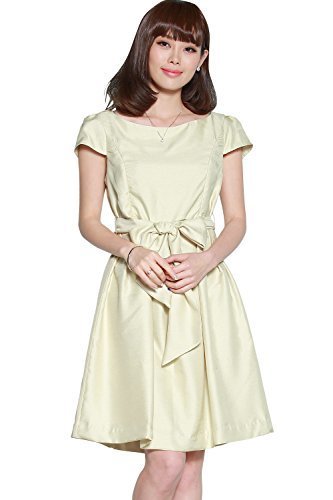 Sweet Mommy 【日本製】 マタニティ 授乳服 ワンピース 授乳口付き 上質シャンタン素材 ウエストリボン 大きいサイズ フォーマル ドレス キャップスリーブ 半袖 お宮参り 入卒園 結婚式 二次会 裏地付き 春 夏 秋 産前産後 M イエロー,マタニティ,パーティードレス,
