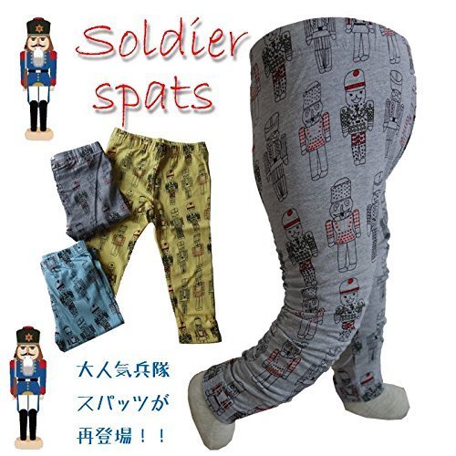cody coby（コーディーコービー）色々な兵隊がプリントされたスパッツ・レギンス 薄生地 80cm グレー,レギンス,ベビー,