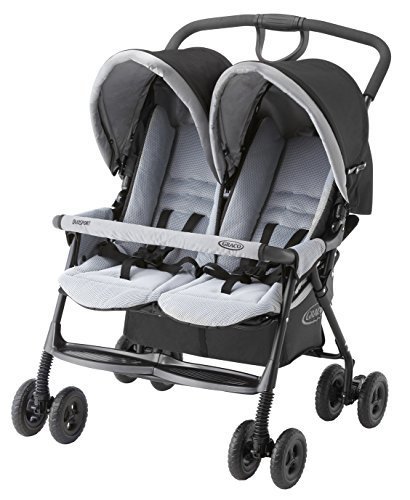 GRACO (グレコ) デュオスポーツ ジェミニブラック 二人乗りベビーカー (背面タイプ) 専用レインカバー付き 67048,双子,ベビーカー,
