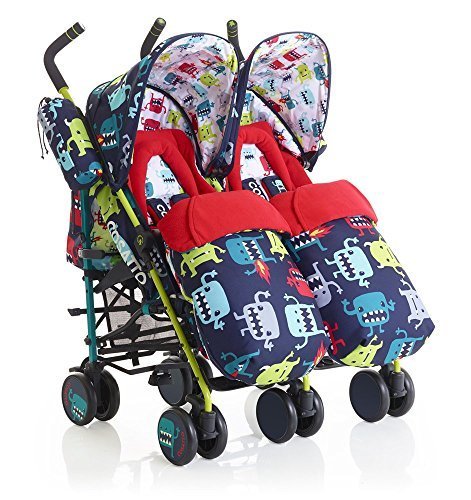 【日本正規品1年保証付】コサット Cosatto Supa Dupa 横型ツイン ベビーカー スパドゥパ ピクセル (0ヶ月 ~ 3才頃まで)」 (グリーン),双子,ベビーカー,