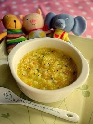 7ヶ月頃～の離乳食☆さつまいもとカボチャのリゾット,離乳食,ささみ,