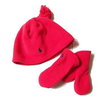 (ラルフローレン) Ralph Lauren ベビー フリース キャップ&ミトン セット INFANT (9M～24M) RED [並行輸入品],出産祝い,ラルフ,