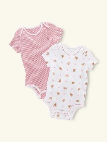 RALPH LAUREN (ラルフローレン) baby ボディースーツ２枚セット・カラーベアー・PK (3M),出産祝い,ラルフ,